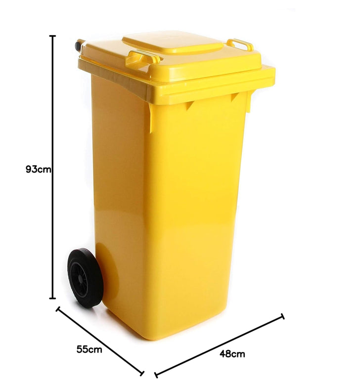 rg-vertrieb Mülltonne Müllbehälter 120L mit Deckel 2 Rad Behälter Abfalltonne 5 Farben (Gelb), Gelb