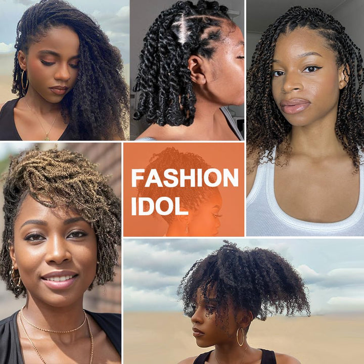 FASHION IDOL Afro Kinkys Bulk Echthaar für Dreadlock Extensions 10 Zoll 1 Packung 50 Gramm natürlich
