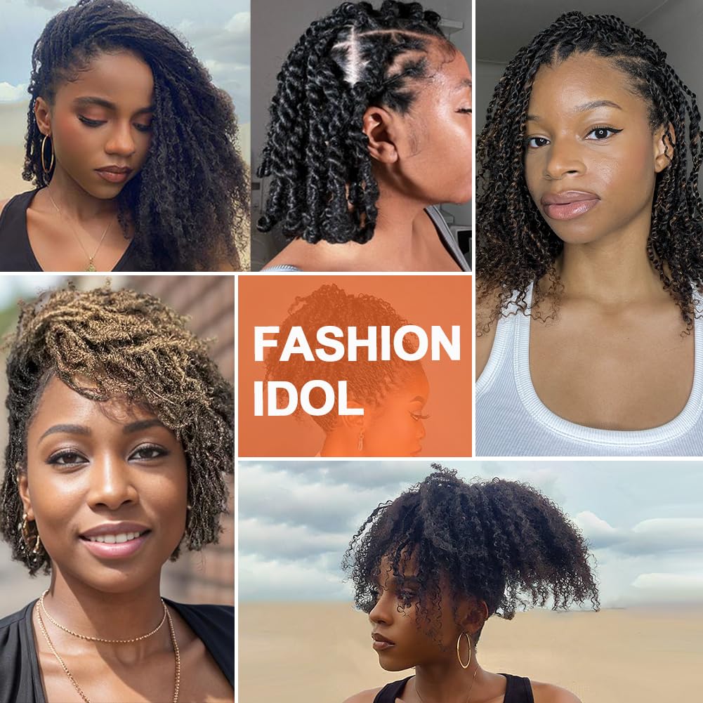 FASHION IDOL Afro Kinkys Bulk Echthaar für Dreadlock Extensions 12 Zoll 1 Packung 50 Gramm Natürlich