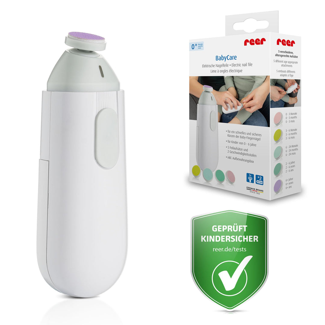 reer BabyCare elektrische Nagelfeile | Baby Nagelfeile für jede Altersstufe | Nagelpflegeset für Bab