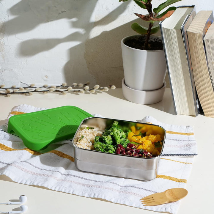 ECOlunchbox Blue Water Bento | Splash Box XL, Grosse Edelstahldose mit Silikondeckel | Lunchbox | Br