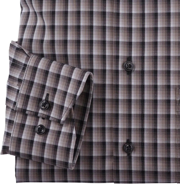 OLYMP Herren Businesshemd Langarm Luxor,Kariert,modern fit,Button-Down-Kragen 39 Taupe 23, 39 Taupe