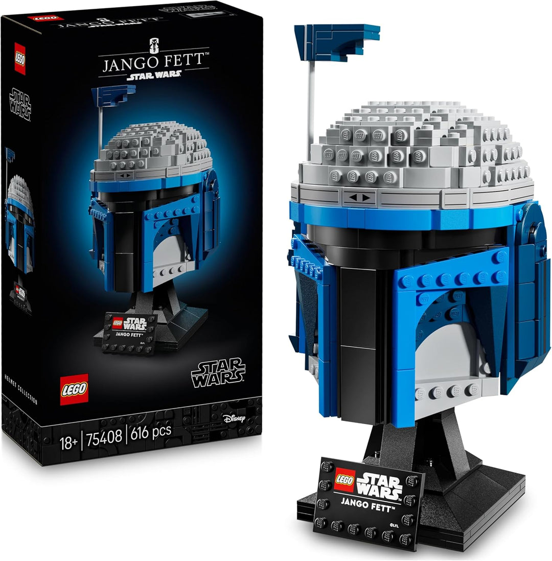 LEGO Star Wars 75408 Jango Fett Helm - Mandalorian Bauset für Erwachsene - Modell mit Ständer, Namen
