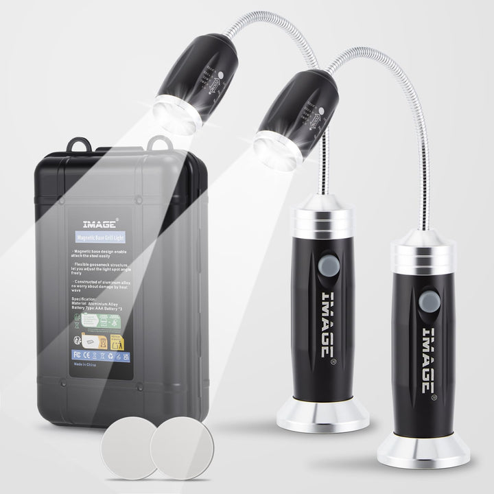 IMAGE Grill Lampe 2 Stück magnetisches LED Grilllicht 360° drehbare BBQ Grillleuchte Beleuchtung für