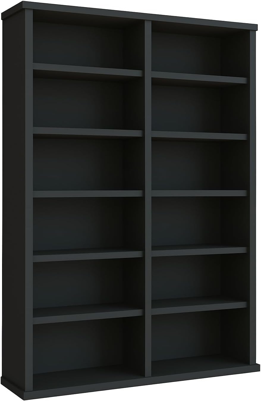 VCM Holz CD DVD Stand Regal Schrank Aufbewahrung Standregal Ständer Ronul Schwarz, Schwarz