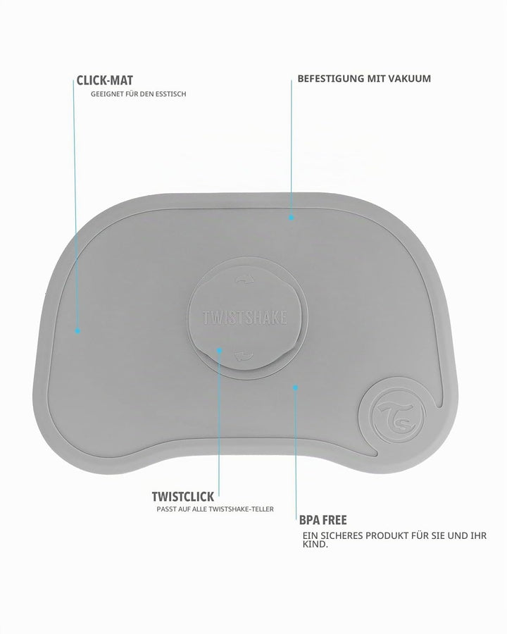 Twistshake Click Mat 38x25 cm Tischset und Versiegelt Kinder Teller mit PP und Silikon für Baby Esse