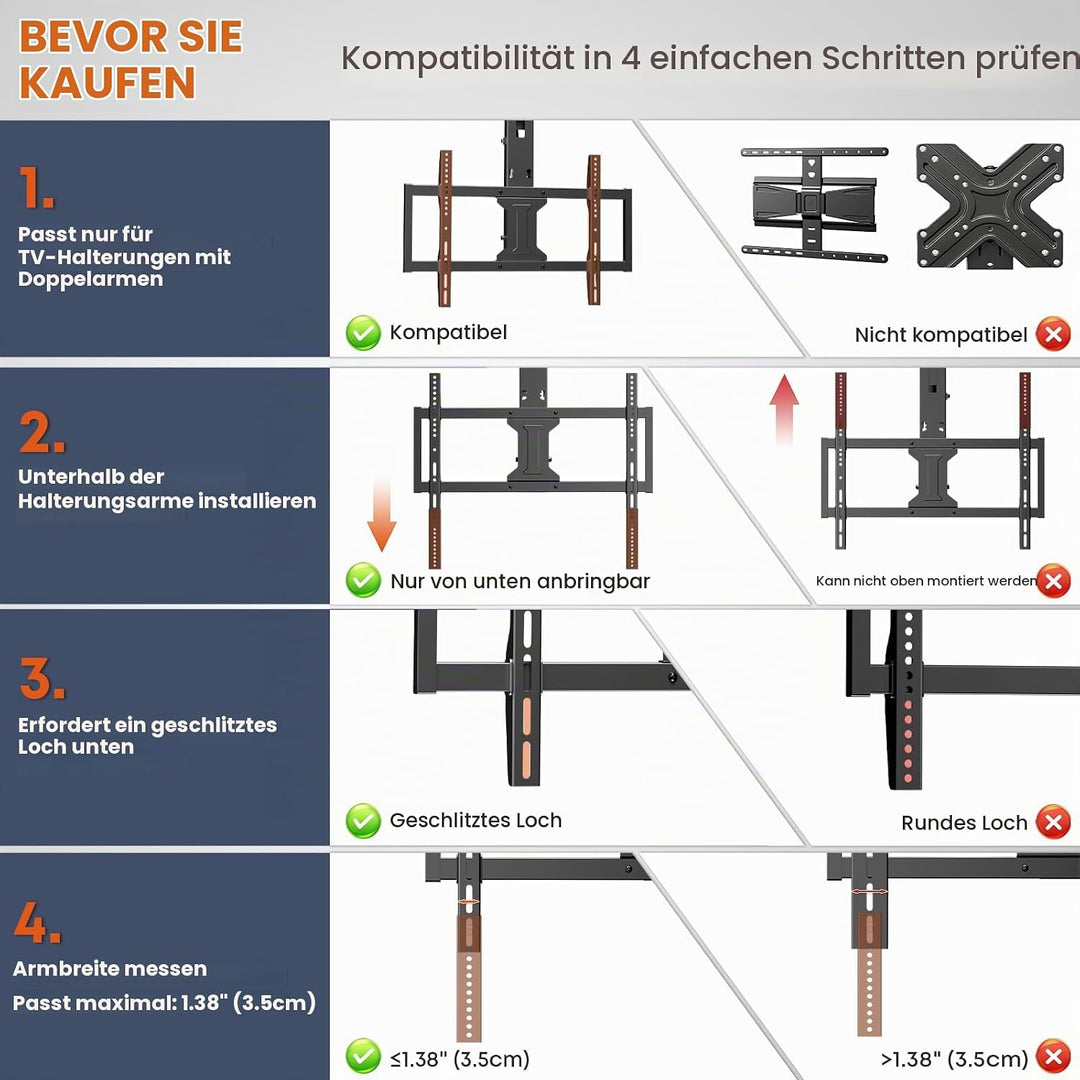 VESA Adapter Verlängerungsplatten für TVs mit niedrig positionierten VESA-Bohrungen, Erweiterungs Ki
