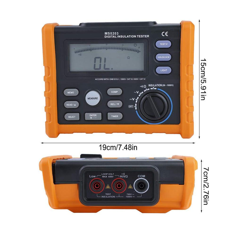 Isolationswiderstandsprüfer MS5203 Digital- und Analoganzeige 50-1000 V Isolationswiderstandsprüfger