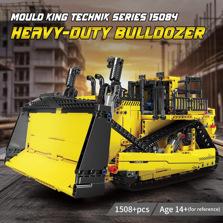 Mould King Technik Bulldozer, mit ferngesteuertem Konstruktionsspielzeug, 2,4 GHz RC-Truck-Bausatz,