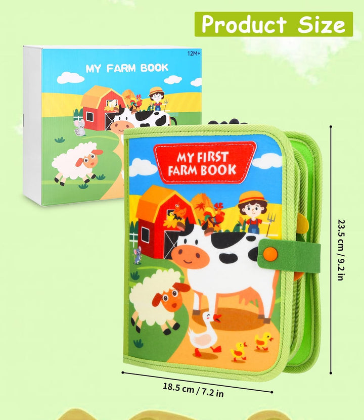 Busy Board Montessori Spielzeug ab 1 Jahr, 20 in 1 Quiet Book mit Filz Bauernhof Thema, Frühes Lerns