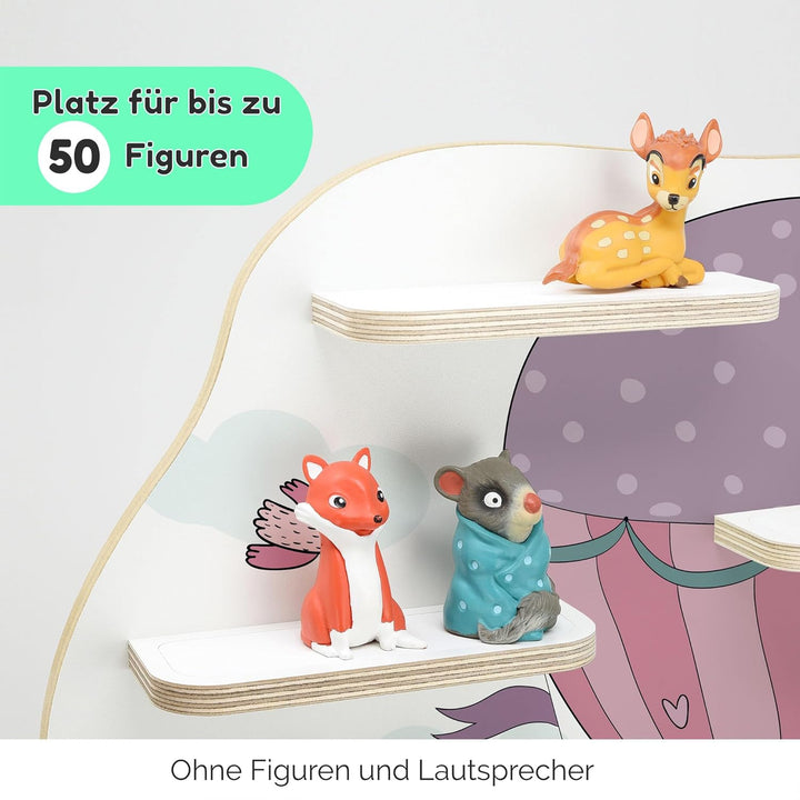 stadtecken Holzregal für Musikbox I Geeignet für die Toniebox und ca. 50 Tonies I Perfekte Tonie Auf