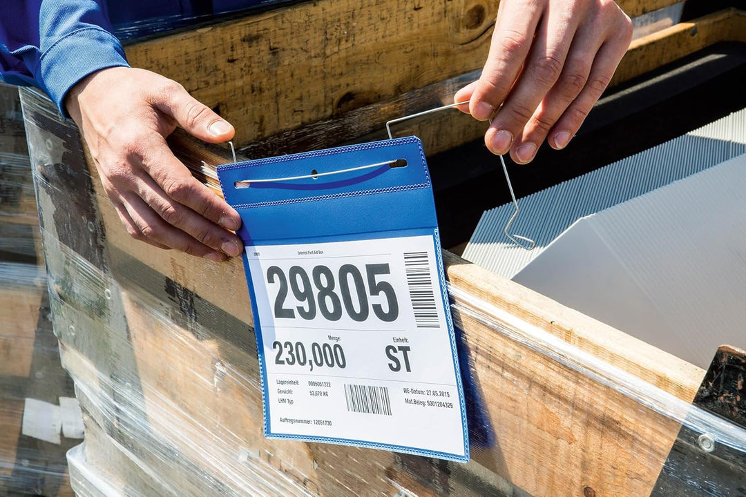 Durable Drahtbügeltasche (A4 quer) Packung à  50 Stück blau, 175407 A4 Querformat, A4 Querformat
