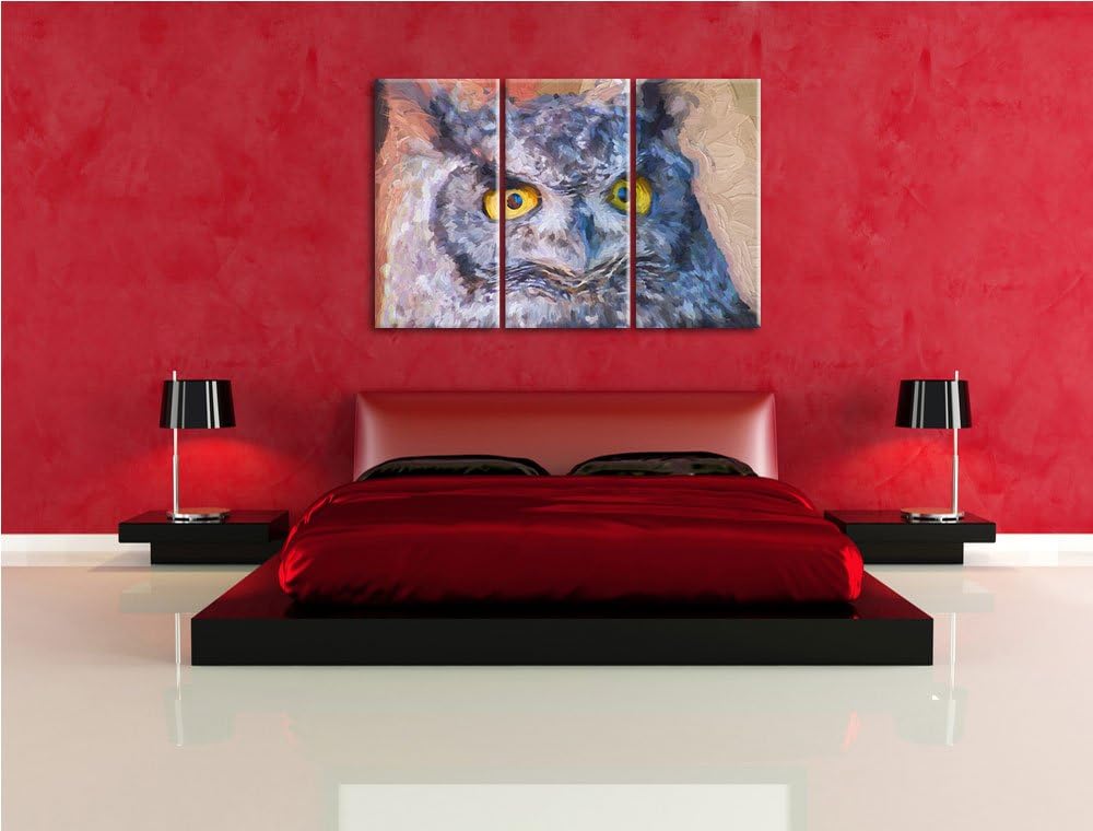hübsche Waldohreule NewArt 3-Teiler Leinwandbild 120x80 Bild auf Leinwand, XXL riesige Bilder fertig