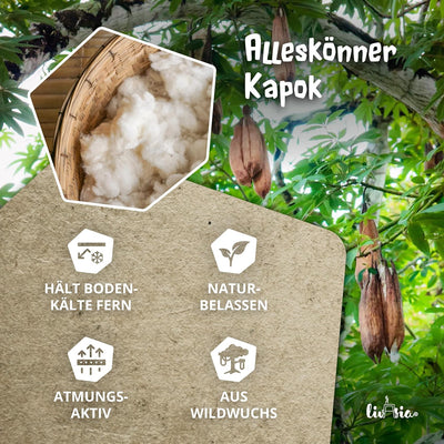livasia Thaikissen mit 3 Auflagen, Dreieckskissen mit Klappmatratze, Keilkissen Kapok, Rückenkissen