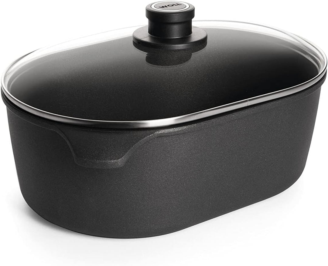 Woll 1036N Gussbräter oval 32 x 22 cm / 12 cm hoch, 6 liter / mit 2 eingegossen Seitengriffen / inkl