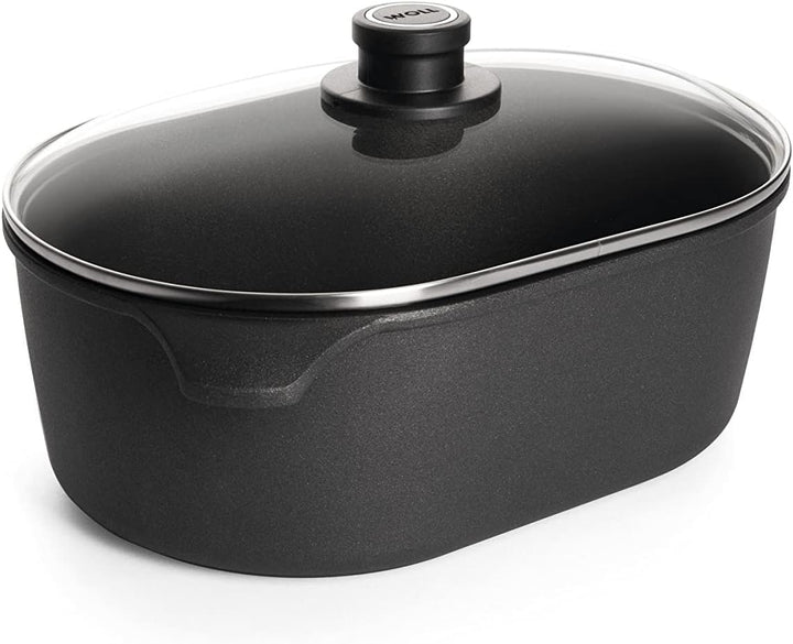 Woll 1036N Gussbräter oval 32 x 22 cm / 12 cm hoch, 6 liter / mit 2 eingegossen Seitengriffen / inkl