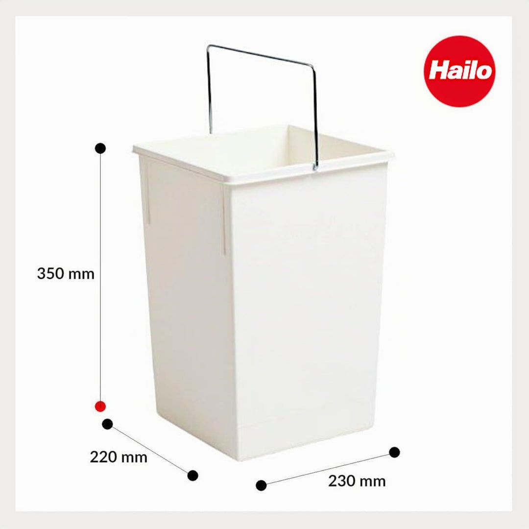 Hailo Inneneimer 1045119 | Abfalleimer Einsatz 15 Liter | Kunststoff Eimereinsatz weiss | mit Henkel