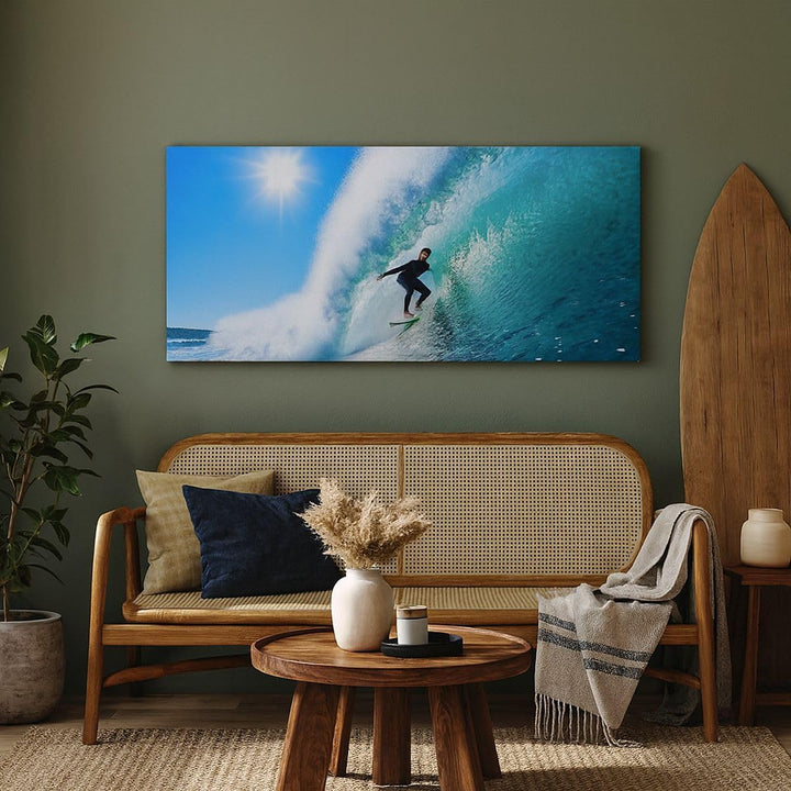 Panorama Bilder auf Leinwand 100x40cm Leinwandbild Windsurfing strand ozean spass Gross Wanddeko Bil