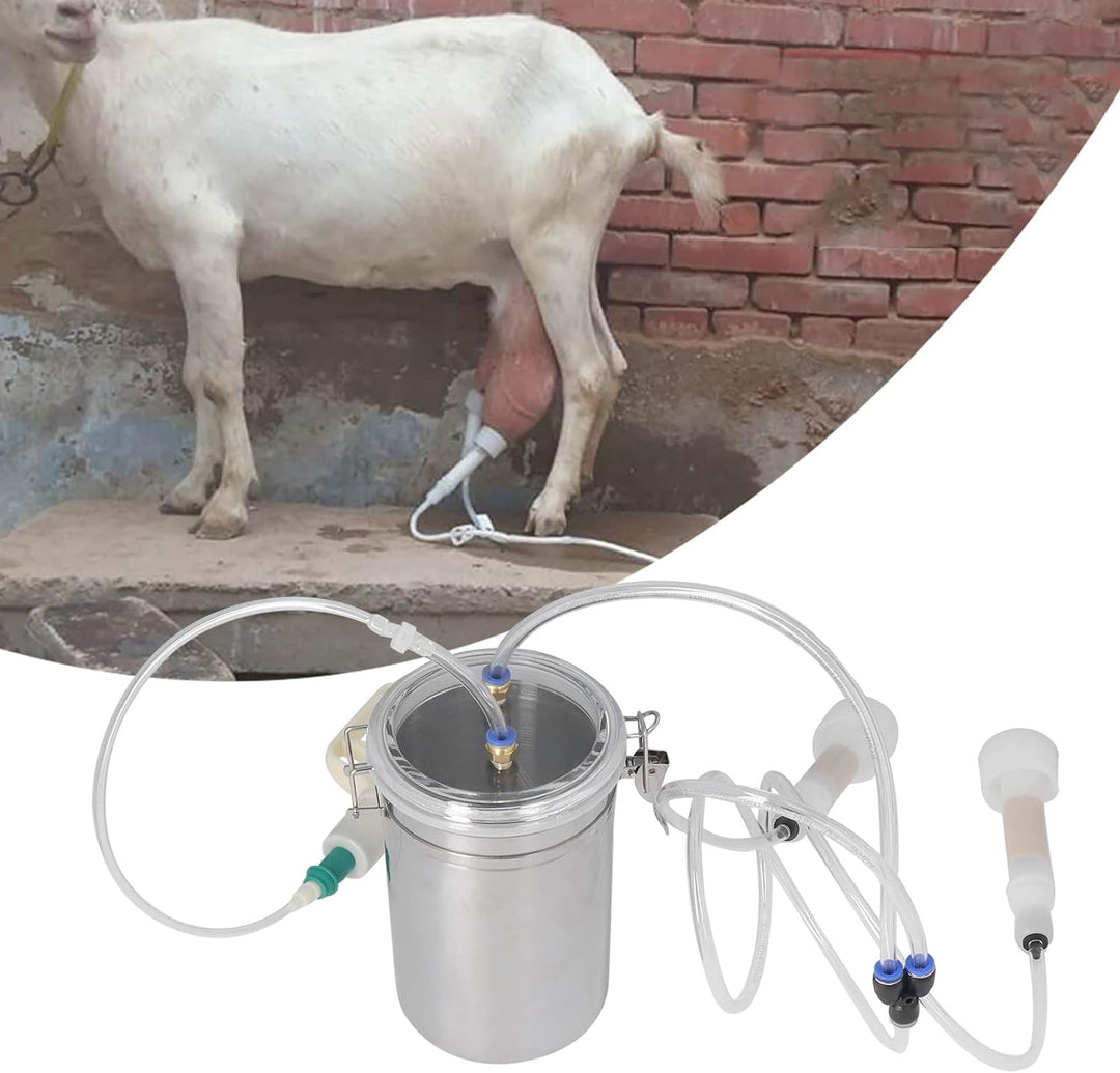 Ziegenmelkmaschine, Manuelle Melkmaschine mit 2 L Edelstahlflasche, Mühelose Steuerung, Tragbares Zi