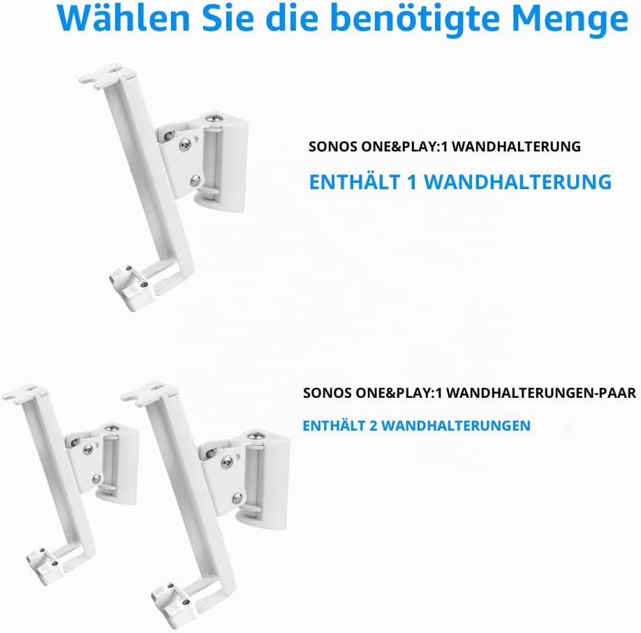 EMAQUIN Wandhalterung für SONOS One/SONOS One SL/SONOS Play 1 Speaker(Drehbar und neigbar,kompatibel