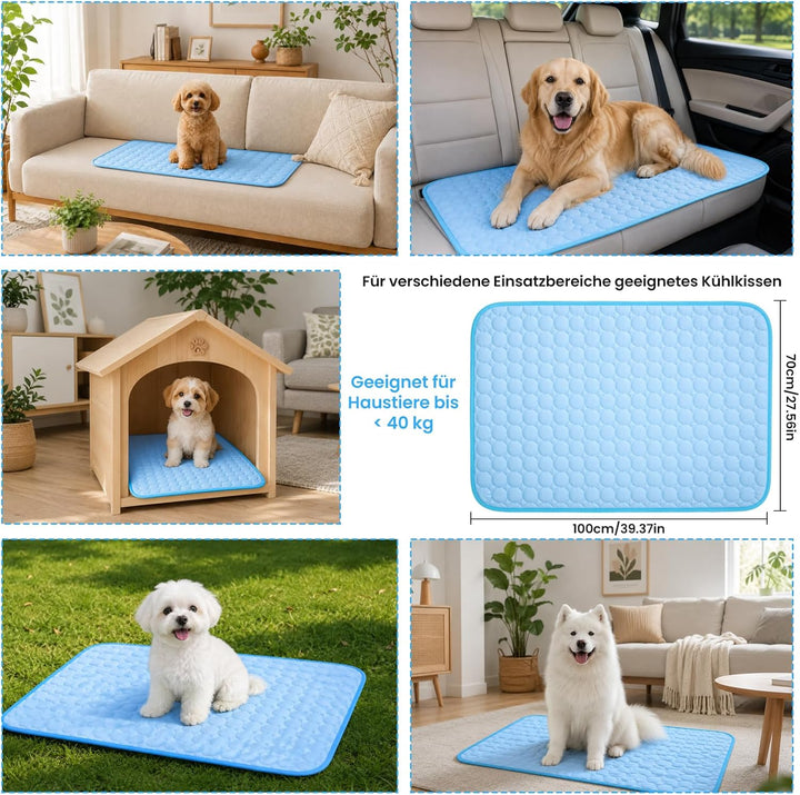 Kühlmatte für Hunde Selbstkühlende, Kühldecke Hunde Sommer, Hundekühlmatte Waschbar & Atmungsaktiv,