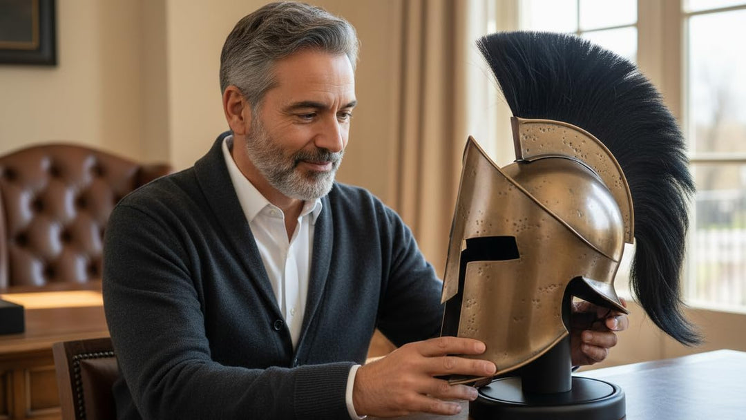 Mittelalter Rüstung King Leonidas Griechischer Spartan 300 Römischer Halloween Helm mit schwarzem Ho