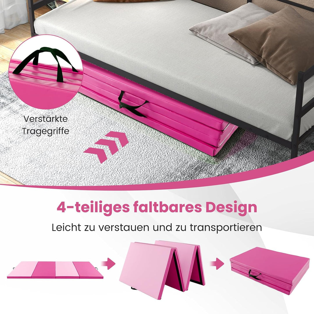COSTWAY 300 x 120 x 5 cm Weichbodenmatte, Gymnastikmatte klappbar, Turnmatte aus PU mit Kletterversc