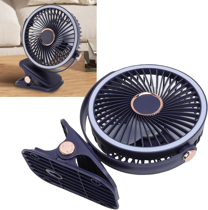 Schreibtischventilator, Mini Ventilator Akku mit Clip, USB-C, Kleiner Schreibtischventilator mit ver