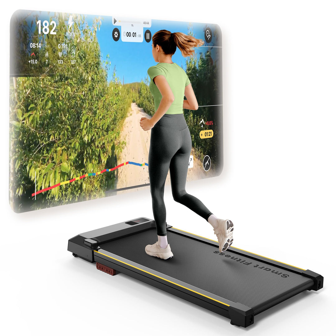 UREVO Smart Walking Pad, kompaktes Laufband unter Schreibtisch mit Acht-Punkt-Stossdämpfungs, UREVO