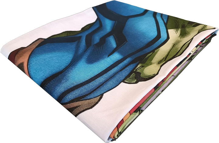 Avengers, Bettlaken für Einzelbett, Spannbettlaken, Kissenbezug, Blau, Marvel, Disney, 100% Baumwoll