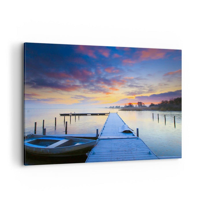 Bilder auf Leinwand 100x70cm Leinwandbild Niederlande Natur Meer Sonnenuntergang Gross Wanddeko Bild