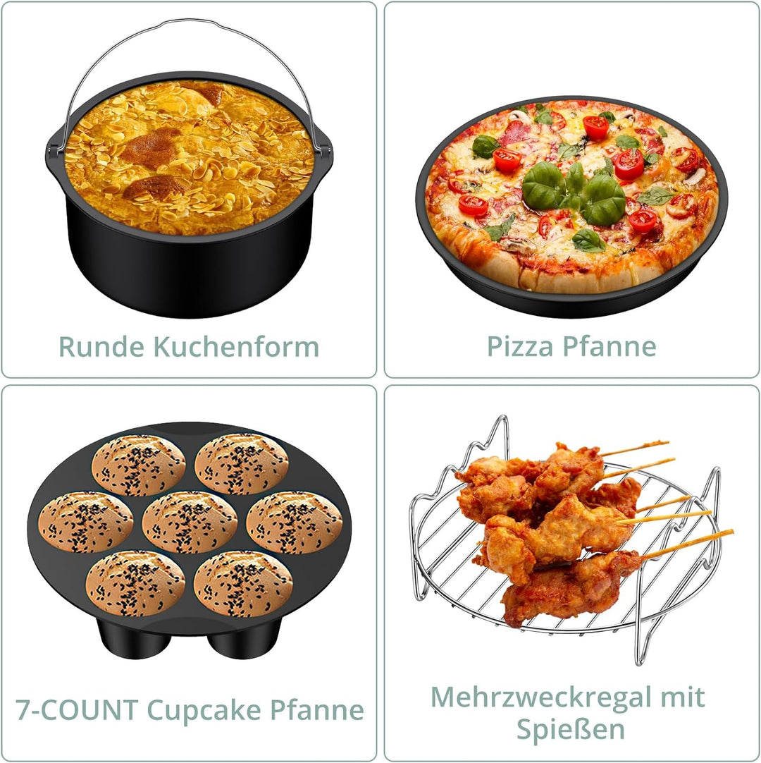 COLFULINE 17PCS Heissluftfritteuse Zubehör Airfryer Zubehör klein, Luftfritteusen Zubehör mit Brotba