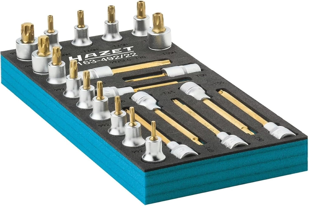 Hazet TORX Schraubendreher-Steckschlüssel-Einsatz-Satz, Innen-Vierkant (Robertson) 12,5 = 1⁄2 Zoll,