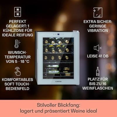 Klarstein Shiraz Weinkühlschrank Freistehend, Kleiner Getränkekühlschrank für Wein, Prosecco & Bier,