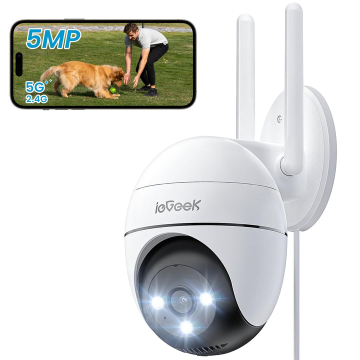 ieGeek 5 MP externe WLAN-Kamera mit WiFi 2,4/5 GHz, 360°PTZ Überwachungskamera, WLAN-Überwachungskam