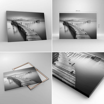 Bilder auf Leinwand 100x70cm Leinwandbild Meer Brücke Landschaft Natur Gross Wanddeko Bild Schlafzim