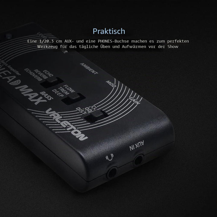 Valeton Rushead Max Bass Kopfhörer Verstärker Multi-Effects USB Aufladbar Portabel Hosentasche Schla