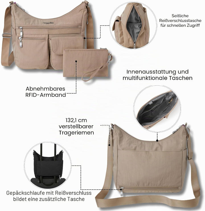 Baggallini Damen Everywhere bagg with überall Tasche mit RFID Einheitsgrösse Strand, Einheitsgrösse