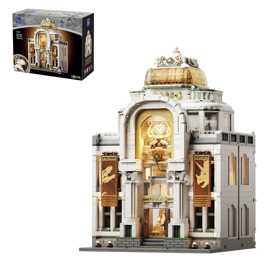 PANTASY Dinosaurier Museum Klemmbaustein Set, Barockes Architekturmodell mit Erweiterbaren Ausstellu