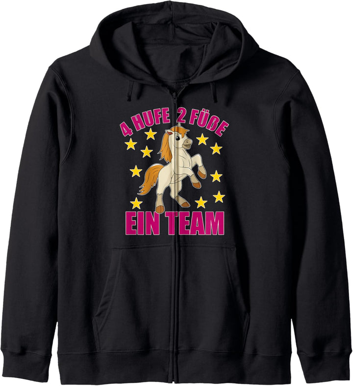 4 Hufe 2 Füsse Ein Team - Pferd Reiterin Pferdemädchen Reiten Kapuzenjacke