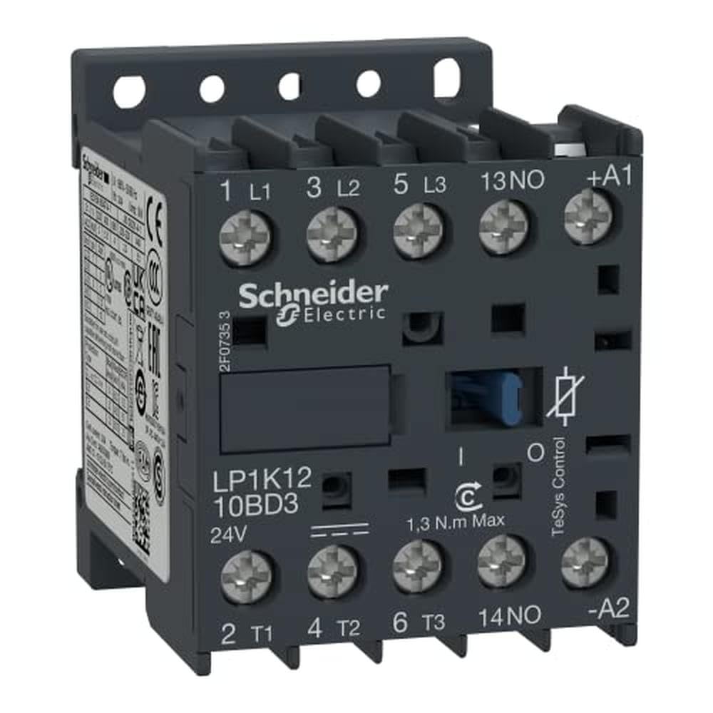 Schneider Electric - Leistungsschütz LP1K 3p, 400 V AC3, Spule 24 V DC, +1S, 5.5 kW, 12 A, LP1K1210B