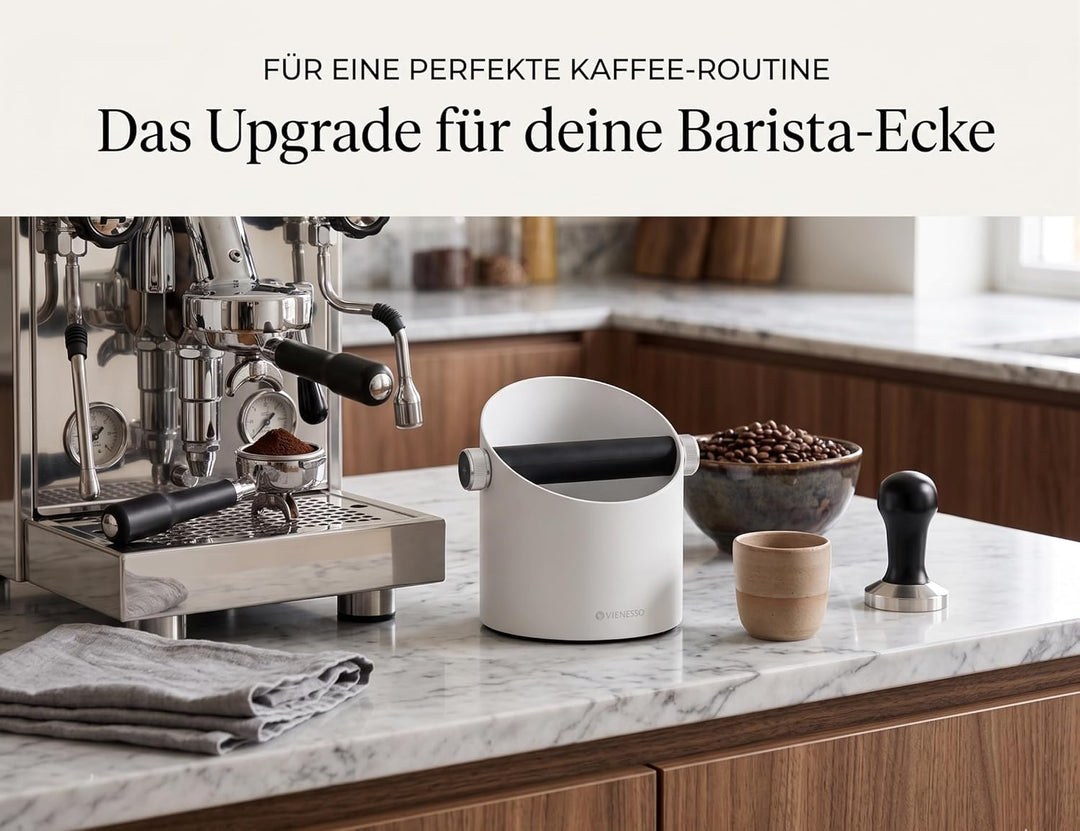 NEU: VIENESSO Abschlagbehälter Edelstahl mit abnehmbarer Abklopfstange – Siebträger Abschlagbox für