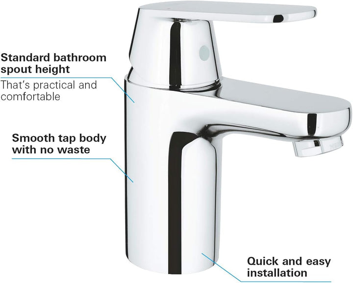 Grohe Eurosmart Cosmopolitan Einhand-Waschtischbatterie, niedriger Auslauf, glatter Körper S Glatter