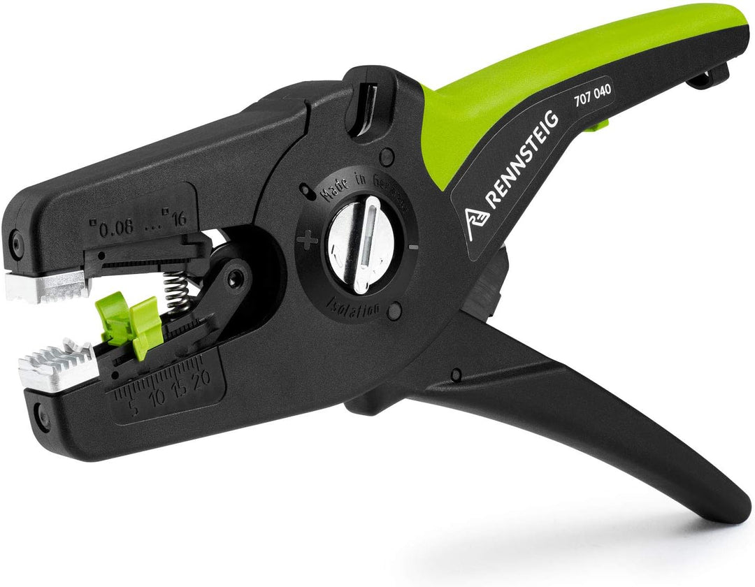 Rennsteig Abisolierzange MultiStrip 16 (Abisolierlänge einstellbar, 0,08 – 16 mm², Länge 195 mm, Mes