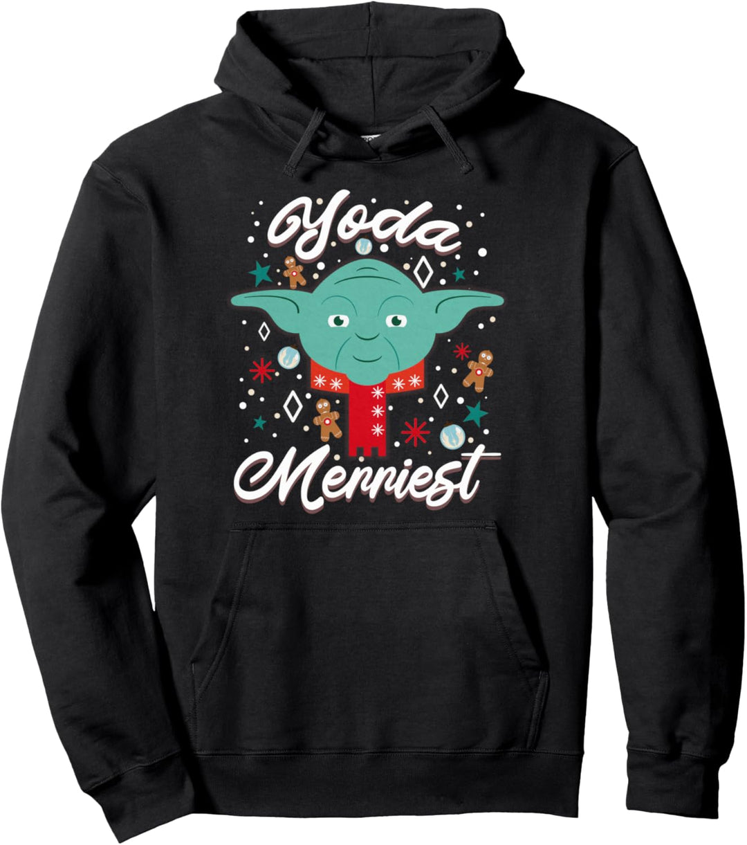 Star Wars Christmas Yoda Merriest Portrait Pullover Hoodie