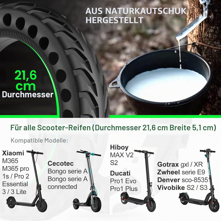 BANGTING 8,5 Zoll E Scooter Solid Reifen, 8 1/2 x2 Vollgummireifen, 50/75-6.1 Ersatzreifen für Xiaom