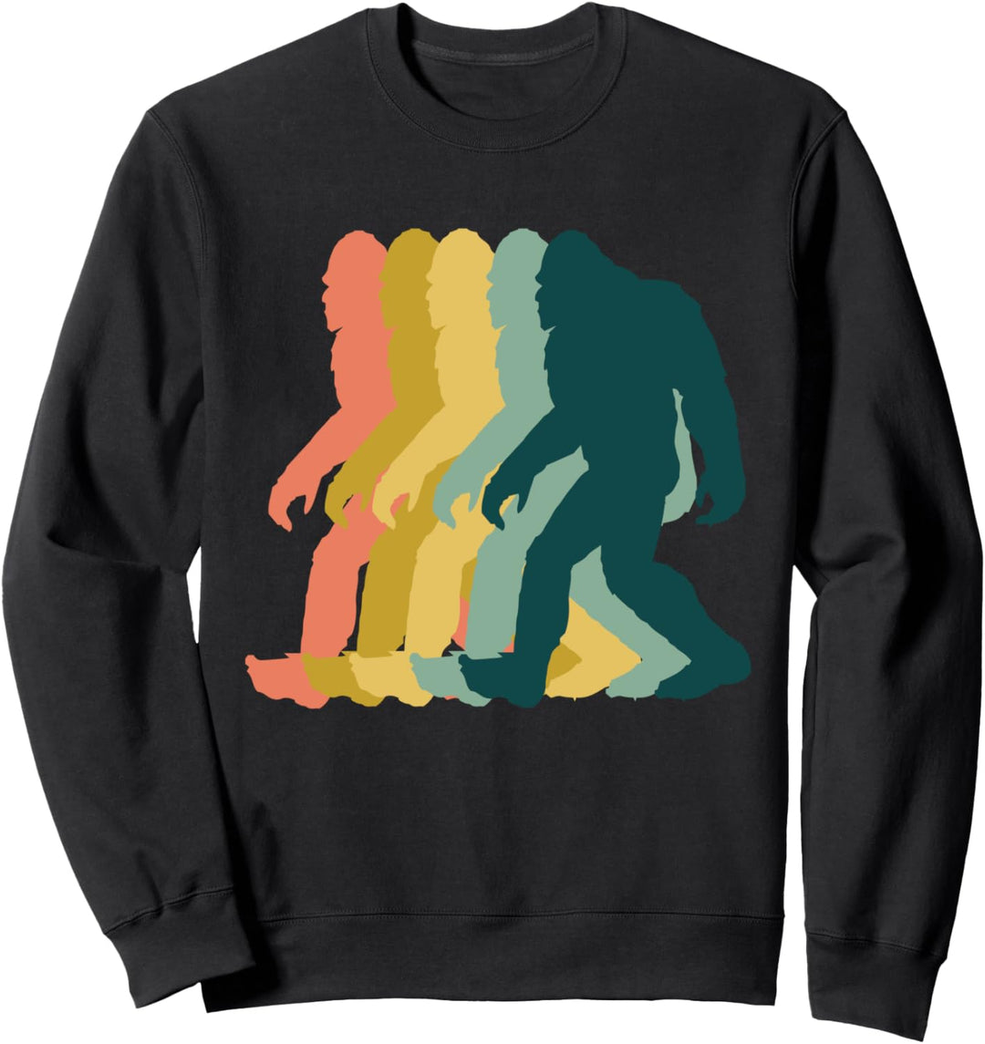 Vintage Retro 1970s Style Rainbow Bigfoot Silhouette design Sweatshirt