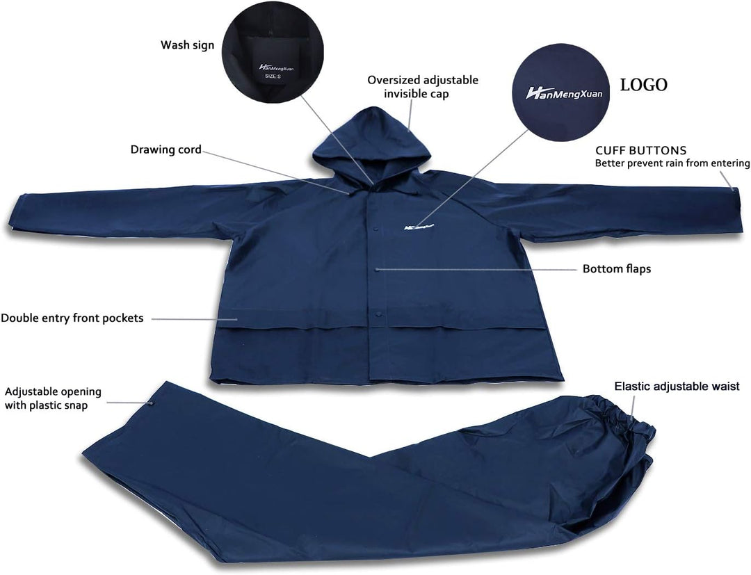 WCBDUT Arbeitskleidung Jacke und Hose Set für Herren/Damen, ultraleichter wasserdichter Regenmantel,