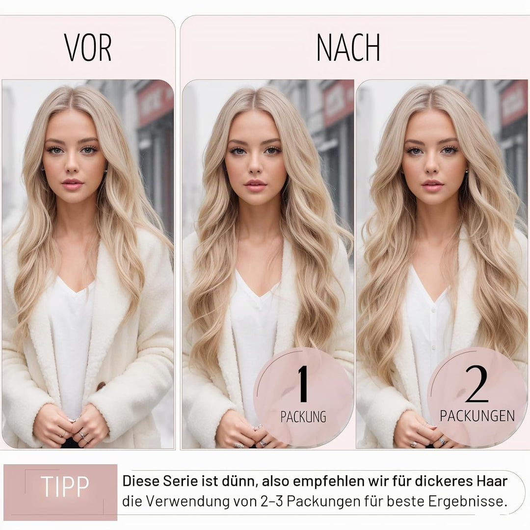 SEGO Clip in Haarverlängerung Echthaar Haar Extensions 8 Tressen Haarteil 100% Remy Human Haar dünn