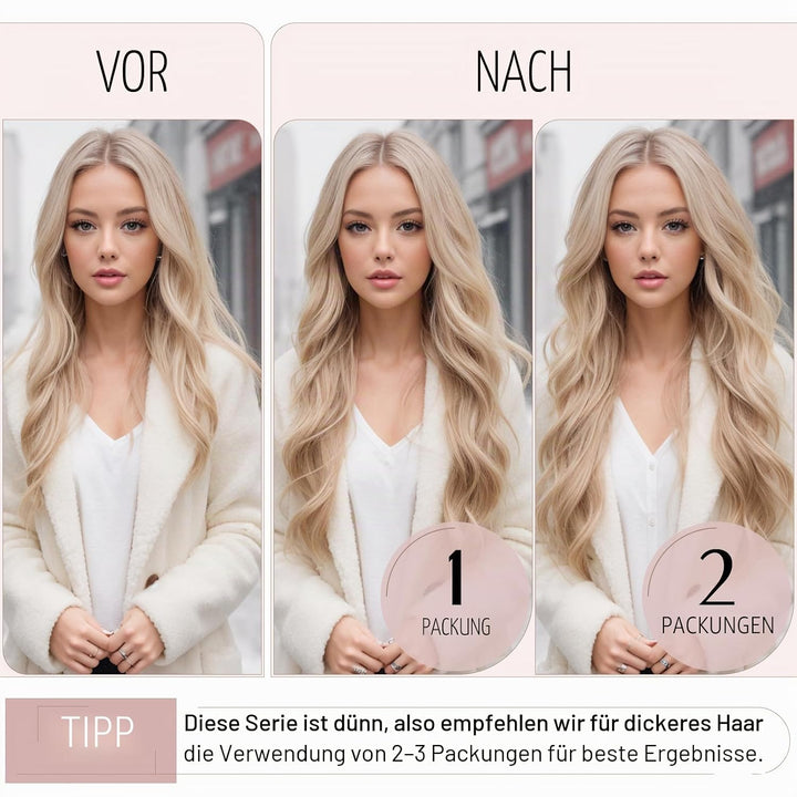 SEGO Clip in Haarverlängerung Echthaar Haar Extensions 8 Tressen Haarteil 100% Remy Human Haar dünn